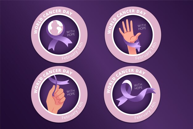 Collezione di etichette per la giornata mondiale del cancro sfumata