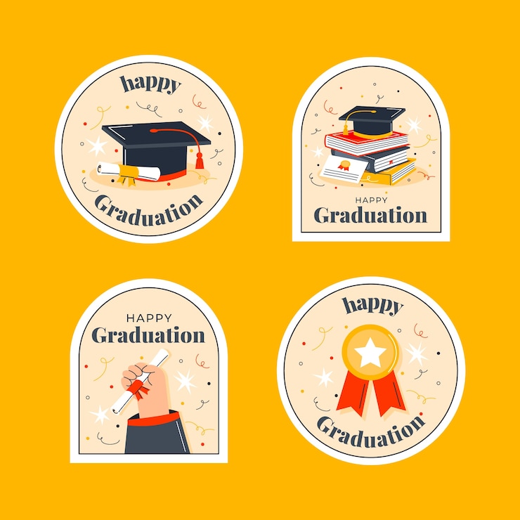 Vettore gratuito collezione di etichette per la laurea