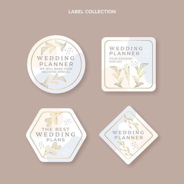 Collezione di etichette per wedding planner piatte