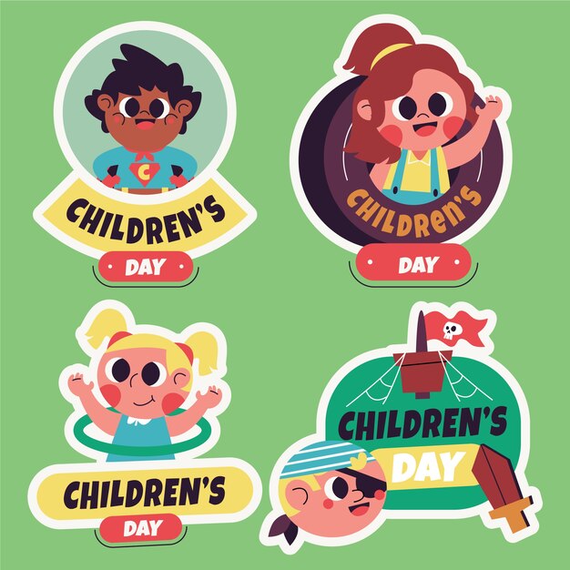 Collezione di etichette piatte per bambini