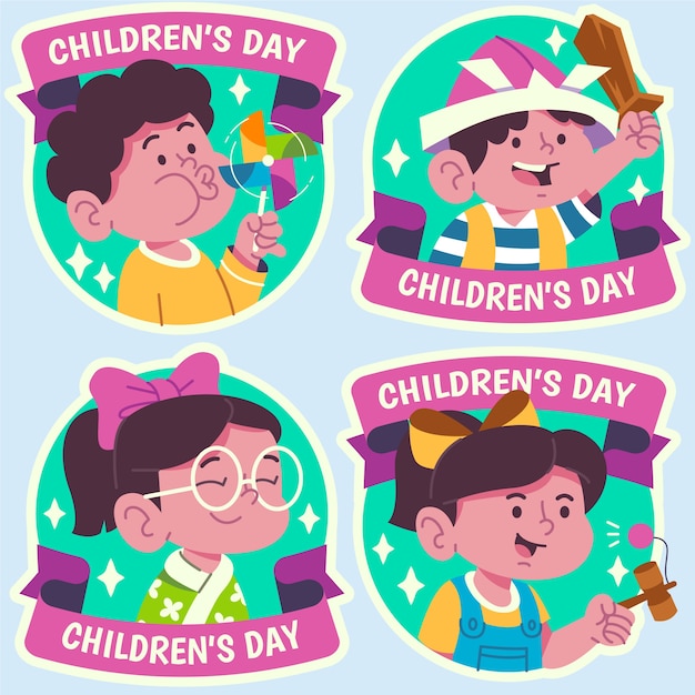 Collezione di etichette piatte per bambini