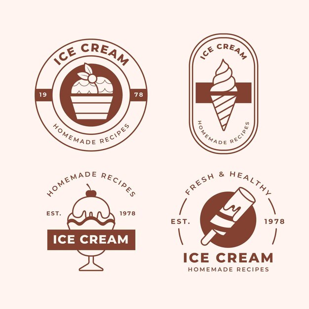 Collezione di etichette piatte per gelato