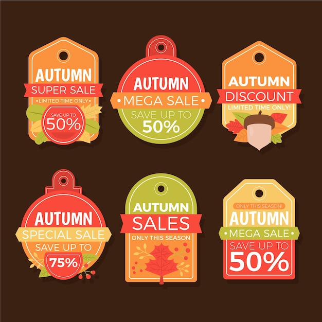 Collezione di etichette piatte per la vendita autunnale