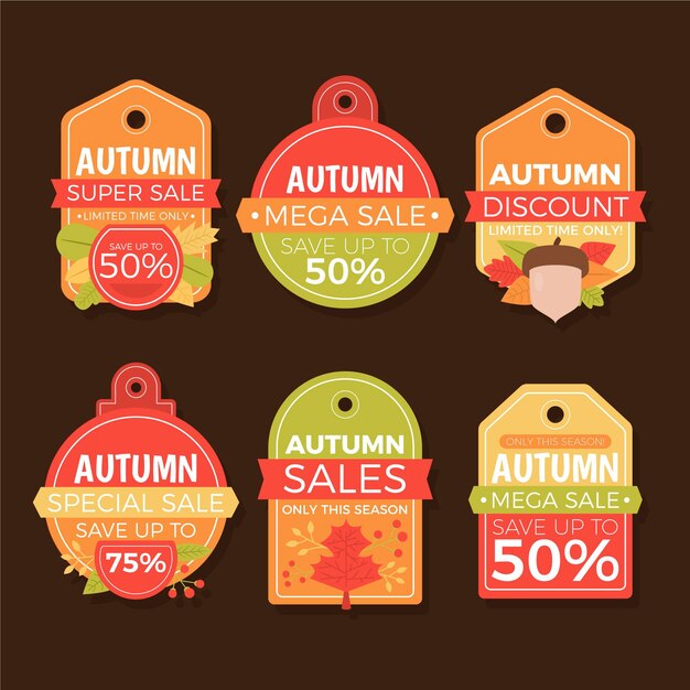 Collezione di etichette piatte per la vendita autunnale