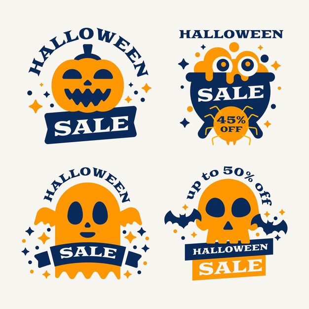 Collezione di etichette piatte per la vendita di halloween