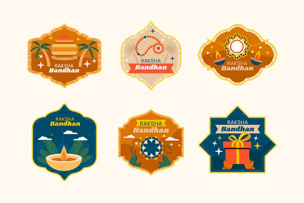 Collezione di etichette piatte raksha bandhan