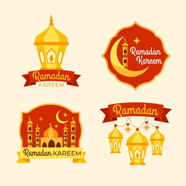 Collezione di etichette piatte ramadan