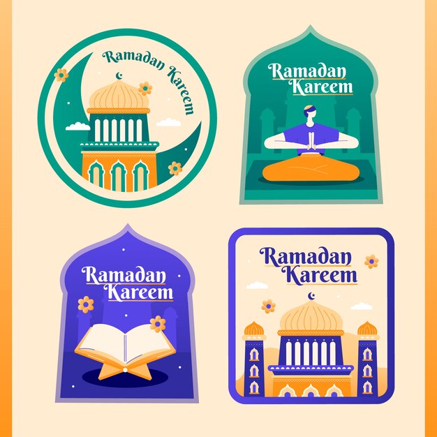 Collezione di etichette piatte ramadan