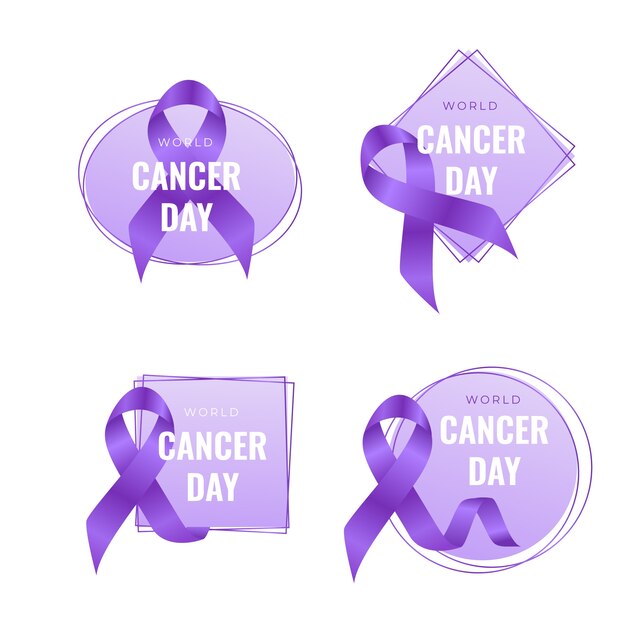Collezione di etichette realistiche per la giornata mondiale del cancro