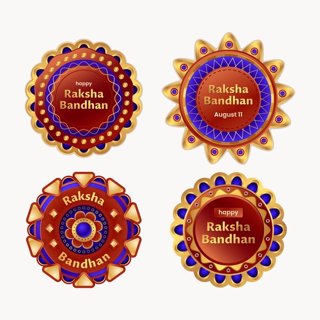 Collezione di etichette sfumate raksha bandhan