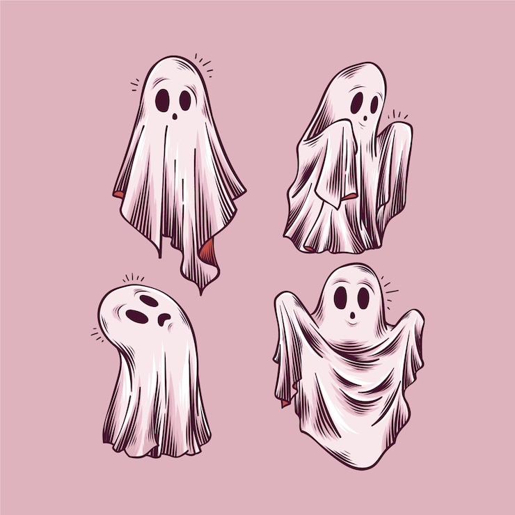 Vettore gratuito collezione di fantasmi di halloween disegnati a mano