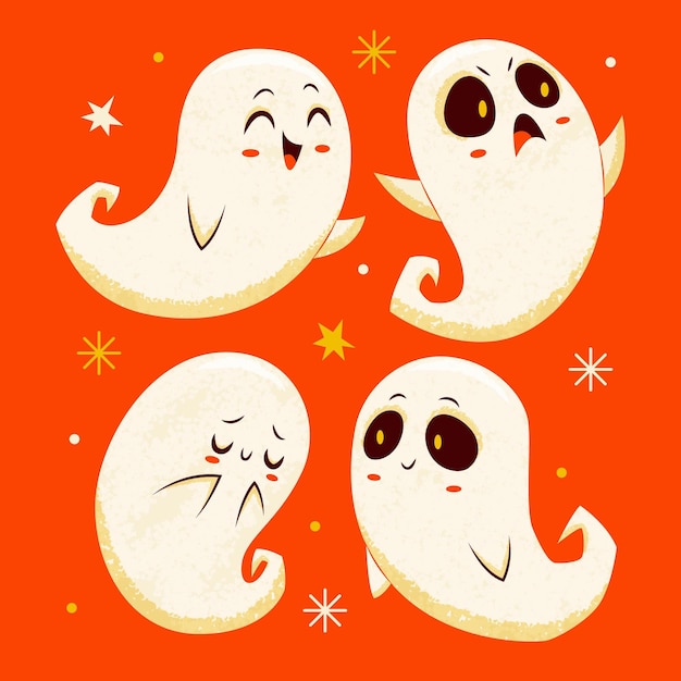 Collezione di fantasmi di halloween disegnati a mano