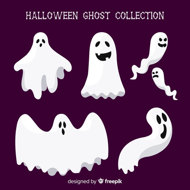 Collezione di fantasmi di Halloween in diverse pose
