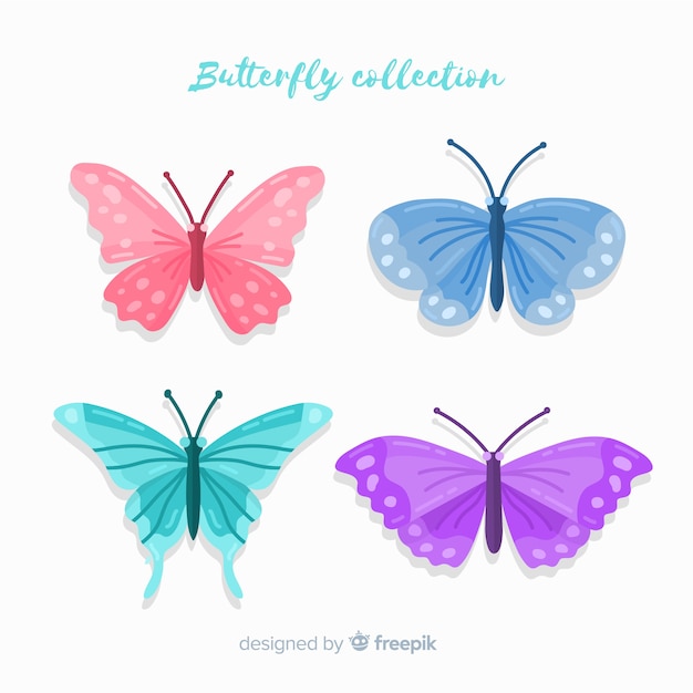 Collezione di farfalle colorate