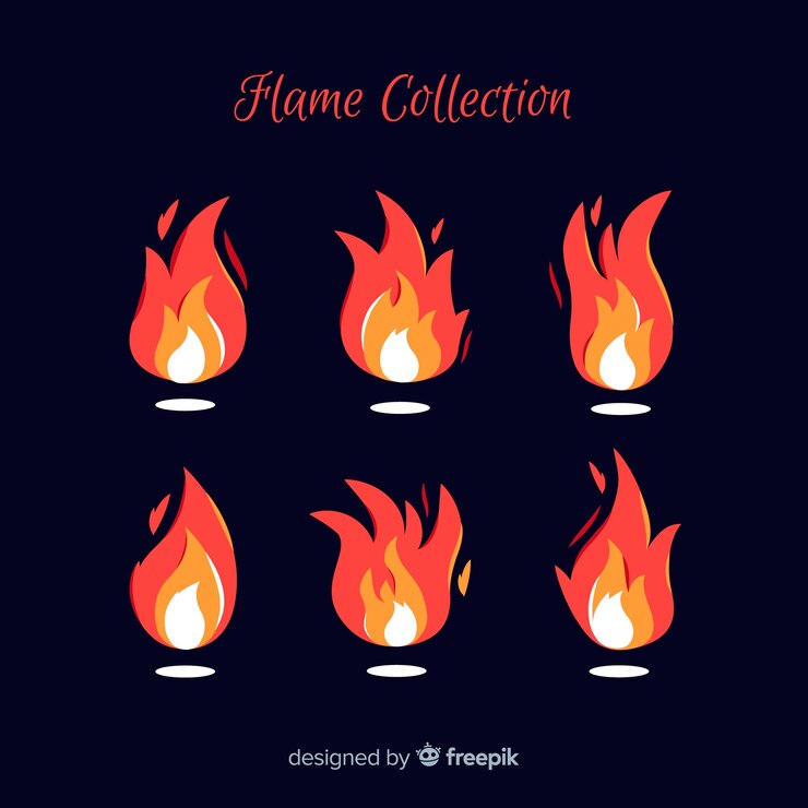 Vettore gratuito collezione di fiamme disegnate a mano