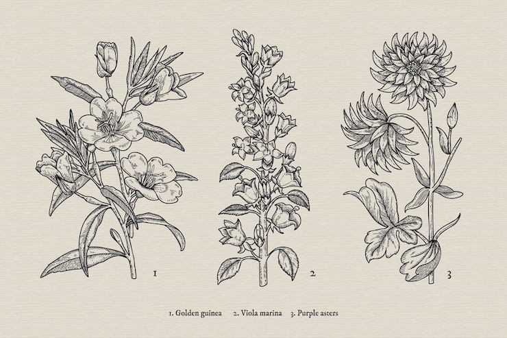 Vettore gratuito collezione di fiori di botanica vintage disegnata a mano realistica