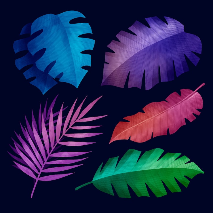 Vettore gratuito collezione di fiori e foglie tropicali