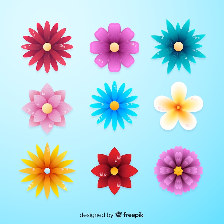 Vettore gratuito collezione di fiori primaverili piatti