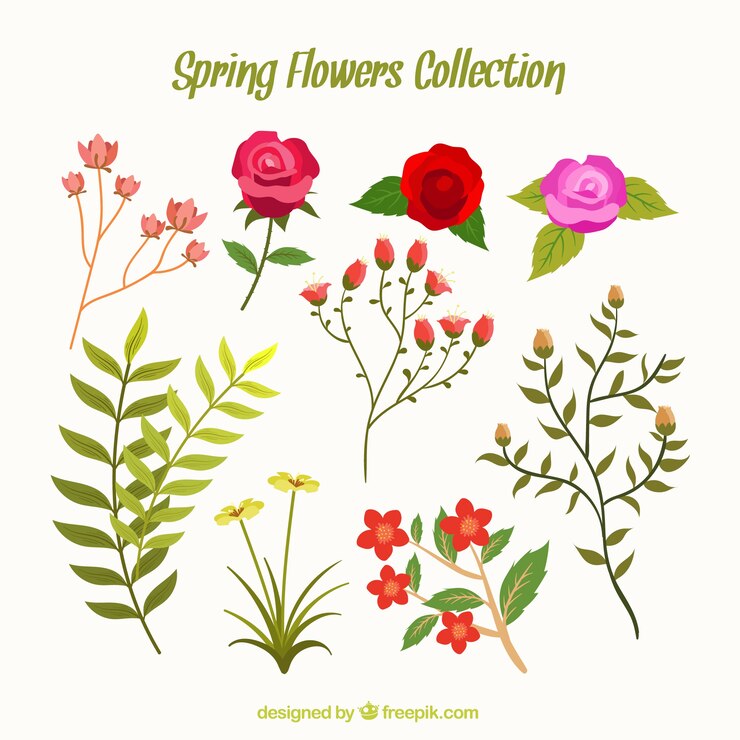 Vettore gratuito collezione di fiori primaverili
