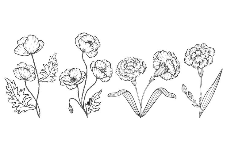 Vettore gratuito collezione di fiori vintage primavera