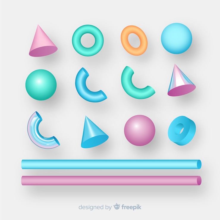 Vettore gratuito collezione di forme geometriche tridimensionali