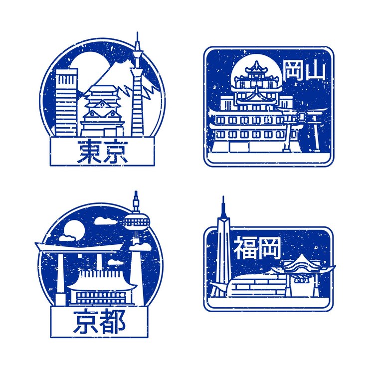 Vettore gratuito collezione di francobolli della città disegnati a mano
