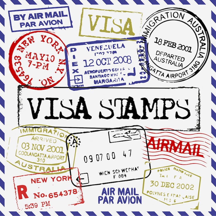 Vettore gratuito collezione di francobolli visa