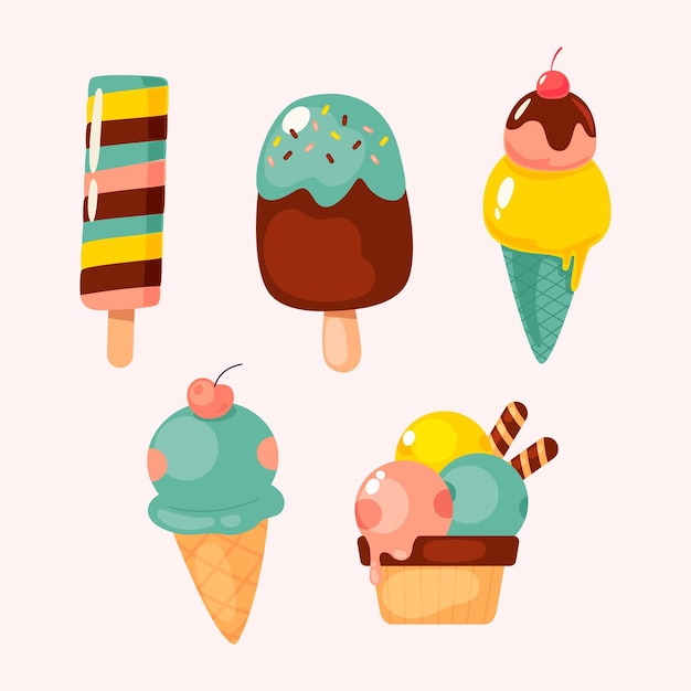 Collezione di gelati disegnati a mano