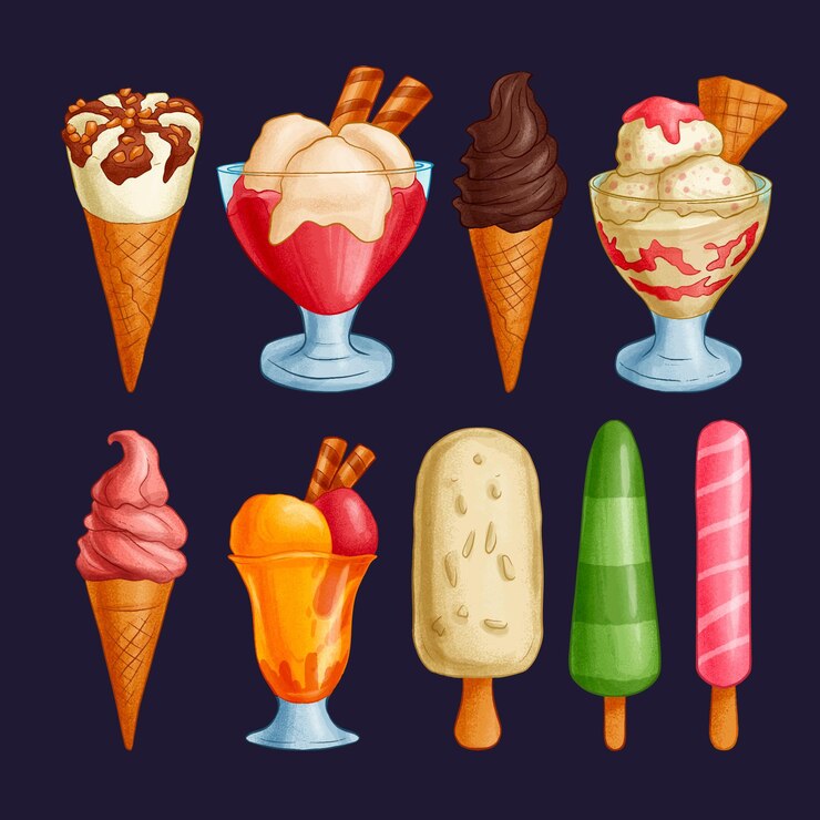 Vettore gratuito collezione di gelati disegnati a mano