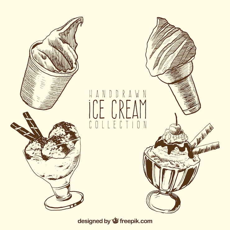Vettore gratuito collezione di gelato a mano