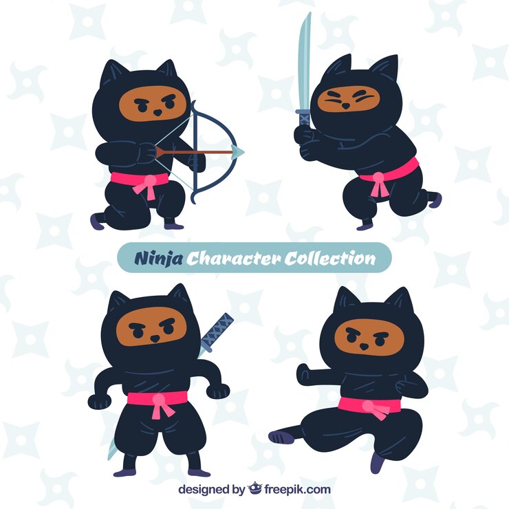 Vettore gratuito collezione di guerrieri ninja