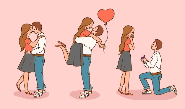 Collezione di illustrazioni di coppia di San Valentino