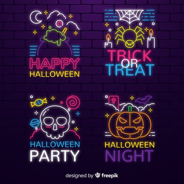 Collezione di insegne al neon di Halloween