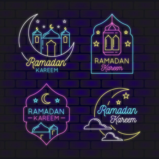 Collezione di insegne al neon di Ramadan