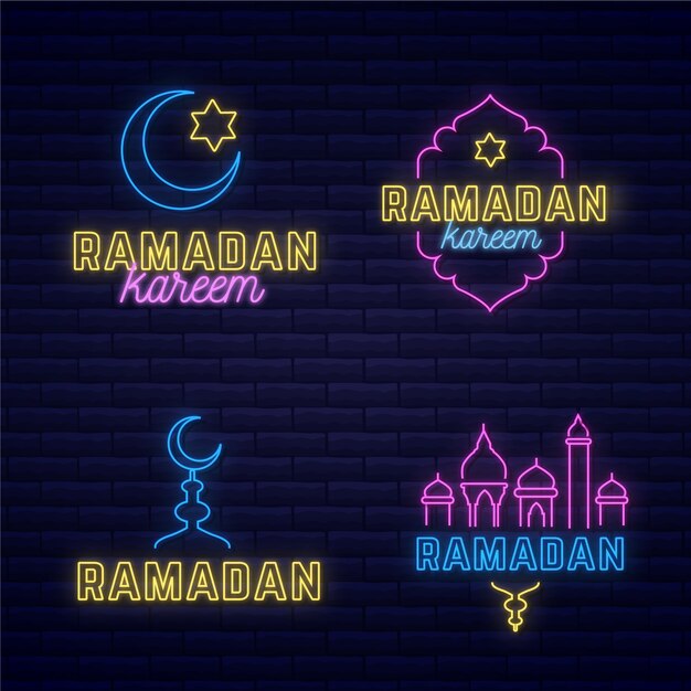 Collezione di insegne al neon di Ramadan