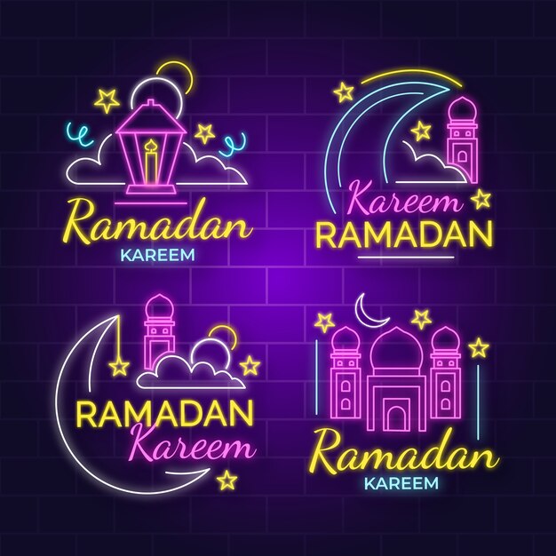 Collezione di insegne al neon di Ramadan
