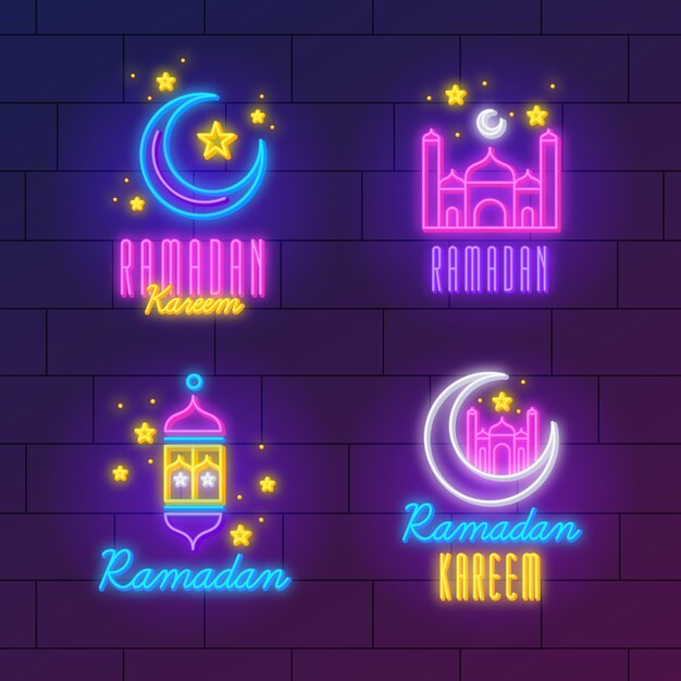 Collezione di insegne al neon di Ramadan