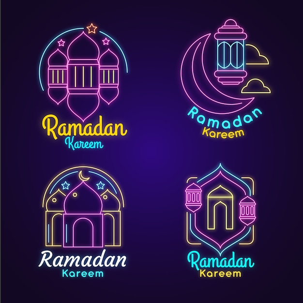 Collezione di insegne al neon di Ramadan