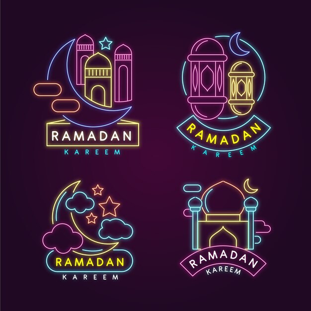 Collezione di insegne al neon di Ramadan