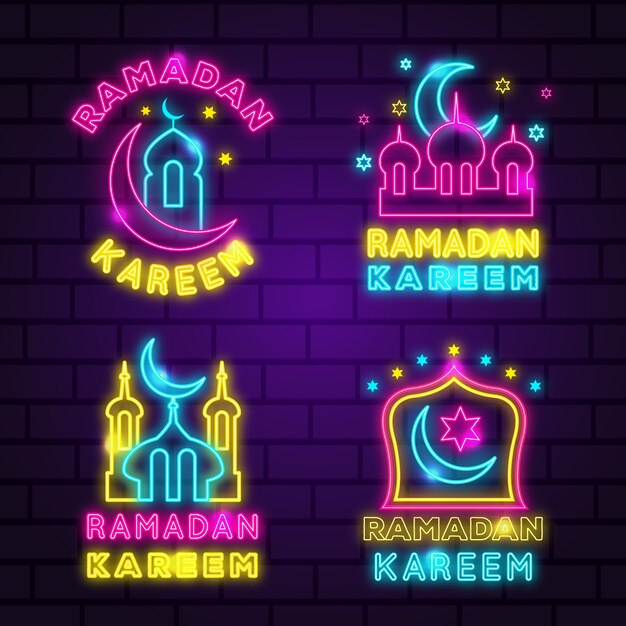 Collezione di insegne al neon di Ramadan