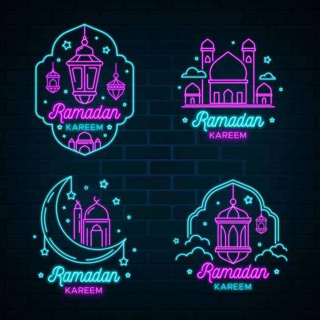 Collezione di insegne al neon di Ramadan