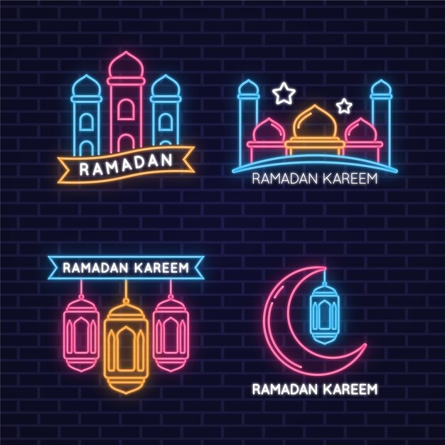 Collezione di insegne al neon di Ramadan