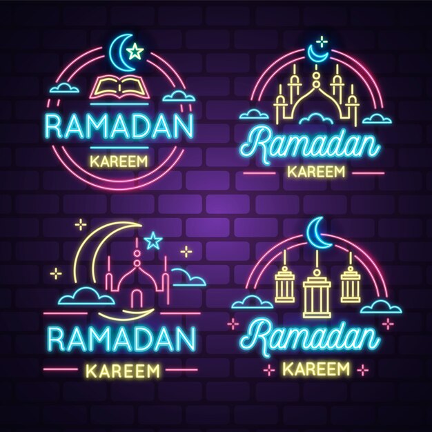 Collezione di insegne al neon di Ramadan