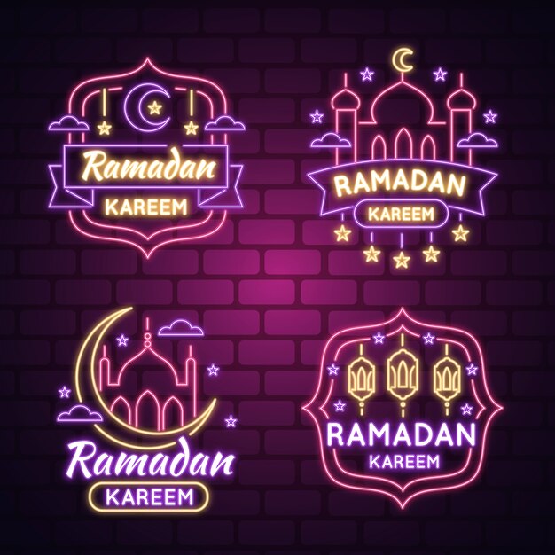 Collezione di insegne al neon di Ramadan