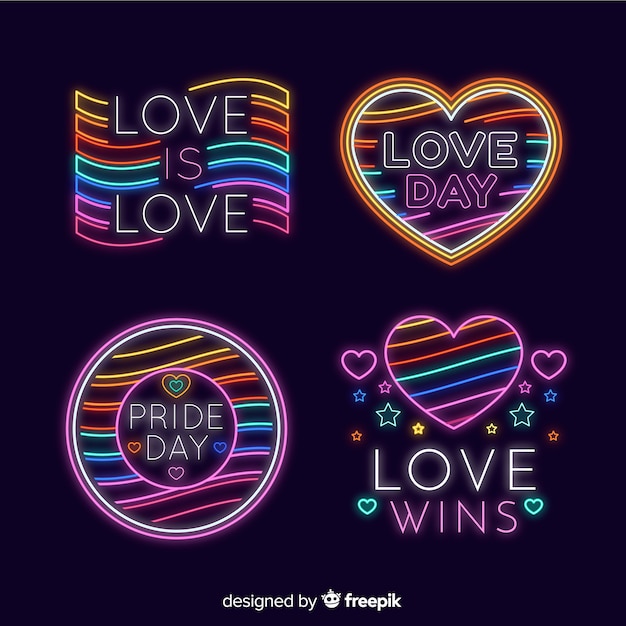 Collezione di insegne al neon Pride day