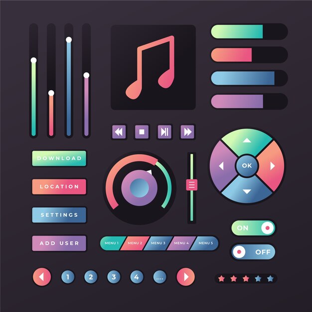 Collezione di kit ui colorati sfumati