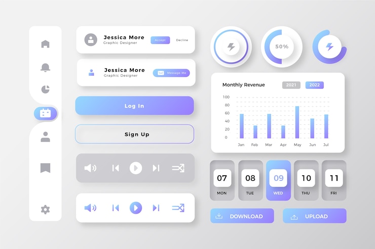 Vettore gratuito collezione di kit ui colorati sfumati