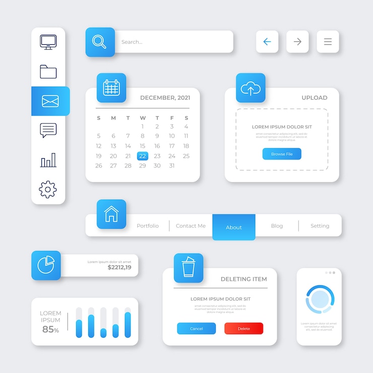 Vettore gratuito collezione di kit ui colorati sfumati