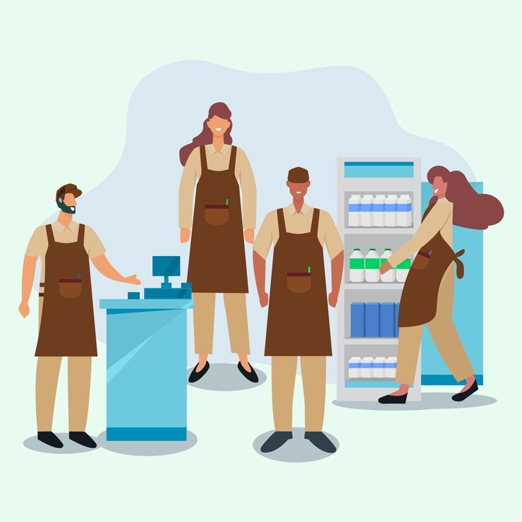Vettore gratuito collezione di lavoratori del supermercato