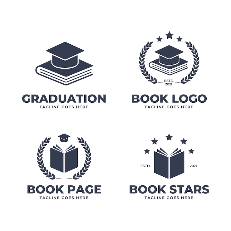 Vettore gratuito collezione di libri di logo a disegno piatto monocromatico
